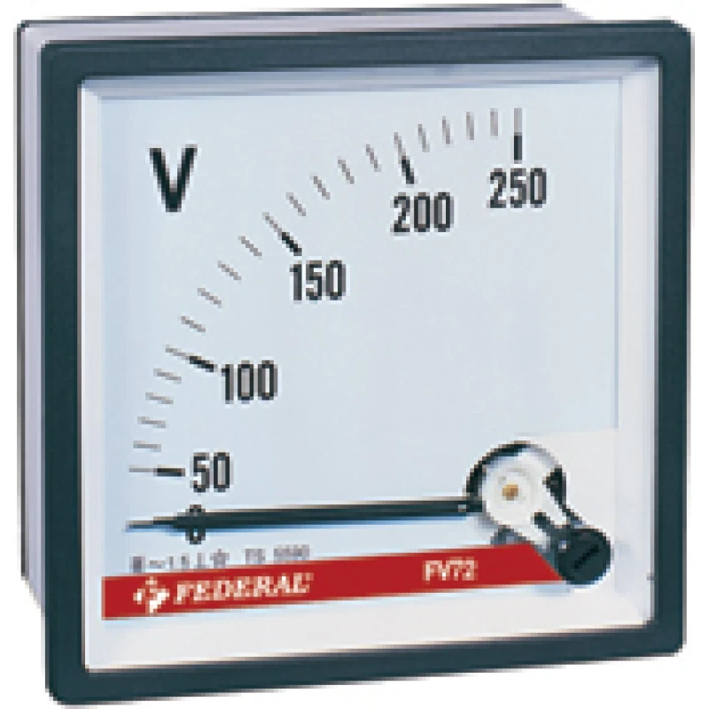 Federal FV96, voltmetre analog, 96x96 voltmetre, 0-500V voltmetre, analog voltmetre, pano tipi voltmetre, voltaj ölçer, elektrik