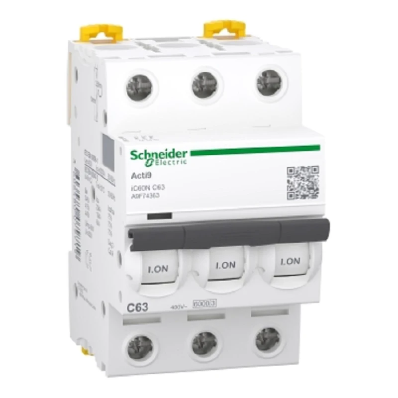 Schneider Electric, Acti 9, iC60N, Otomatik Sigorta, 3P 63A Sigorta, 6kA Sigorta, C Tipi Sigorta, Üç Faz Sigorta, Elektrik Sigor
