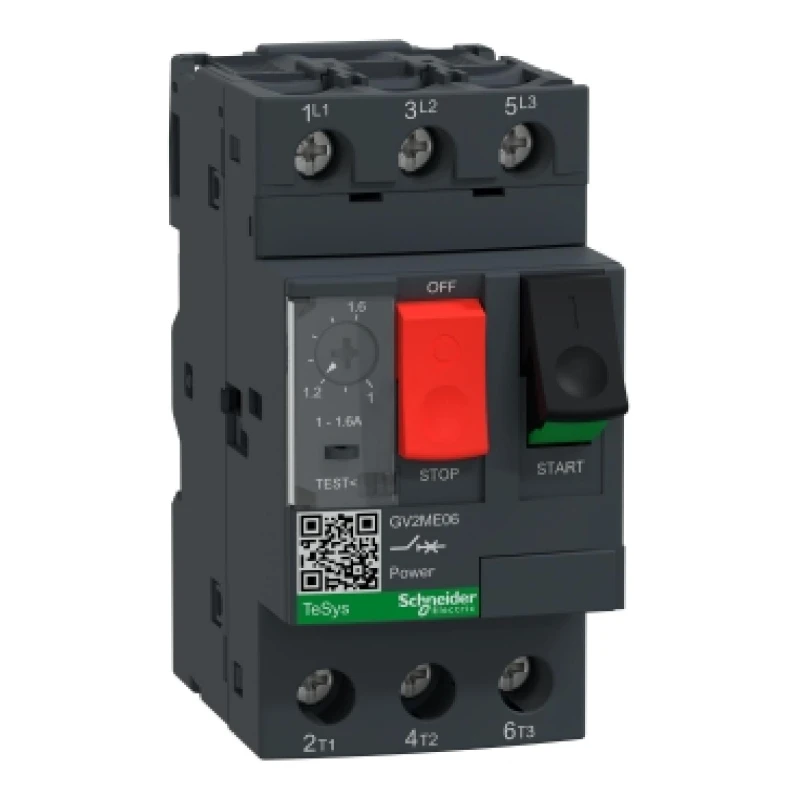 Schneider Electric, Motor Koruma Şalteri, GV2ME06, Termik Manyetik Şalter, Motor Koruyucu, 1.6 Amper Şalter, 0.55 kW Motor Korum