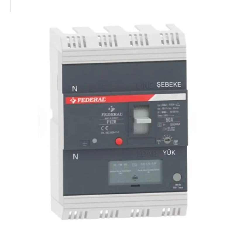 Federal F12R, kompakt şalter, 4x80A kompakt şalter, 25kA şalter, 300mA kaçak akım şalteri, yangın korumalı şalter, termik manyet