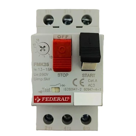 Federal FMK25, motor koruma şalteri, 13-18A motor koruma, 3 fazlı motor şalteri, termik manyetik şalter, motor şalteri, motor ko