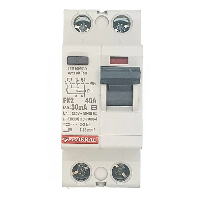 2x40A 300mA 10kA Kaçak Akım Rölesi FK2E Federal