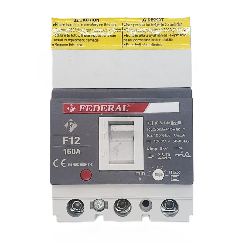 3x160A 25kA Kompakt Şalter F12 Ayar Sahalı Federal
