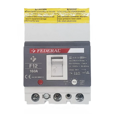 3x160A 25kA Kompakt Şalter F12 Ayar Sahalı Federal