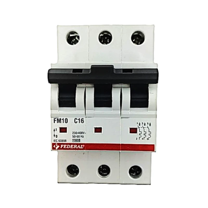 Federal FM10, 3x16A sigorta, 3 fazlı sigorta, 10kA sigorta, C tipi sigorta, minyatür devre kesici, otomatik sigorta, elektrik pa