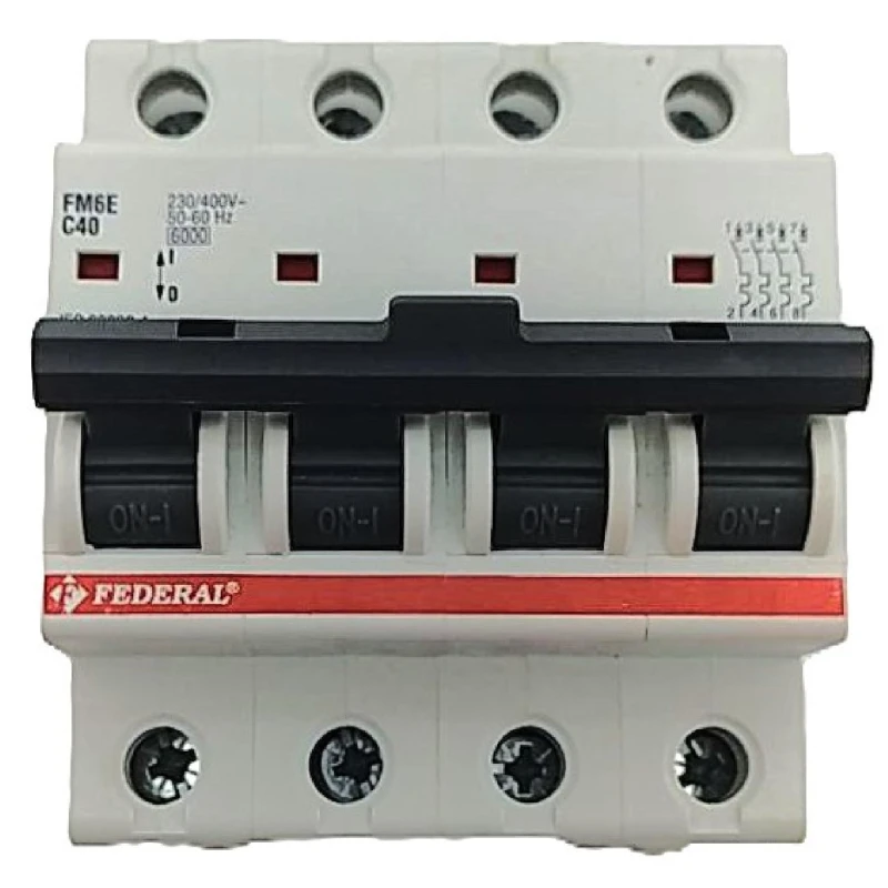 Federal FM6, Federal FM6E, 4x40A sigorta, 4 kutuplu sigorta, 6kA sigorta, C tipi sigorta, minyatür devre kesici, otomatik sigort
