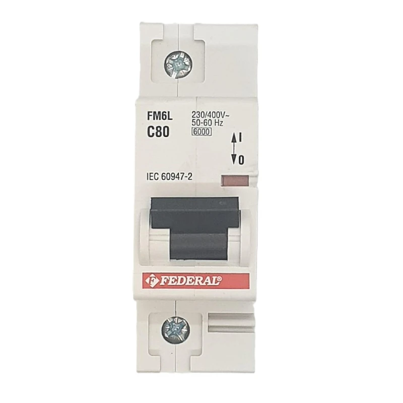 Federal sigorta, 1x80A, 6kA, C sigorta, Fm6L, otomatik sigorta, Federal elektrik, devre kesici, monofaze sigorta, 80 amper, elek