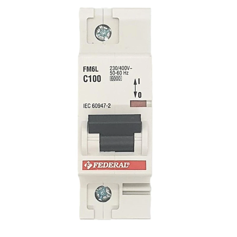 Federal sigorta, 1x100A, 6kA, C sigorta, Fm6L, otomatik sigorta, Federal elektrik, devre kesici, monofaze sigorta, 100 amper, el