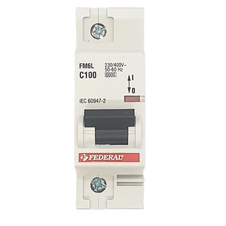 Federal sigorta, 1x100A, 6kA, C sigorta, Fm6L, otomatik sigorta, Federal elektrik, devre kesici, monofaze sigorta, 100 amper, el