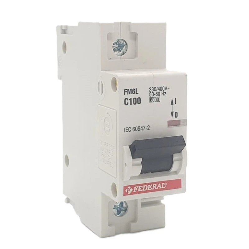 Federal sigorta, 1x100A, 6kA, C sigorta, Fm6L, otomatik sigorta, Federal elektrik, devre kesici, monofaze sigorta, 100 amper, el