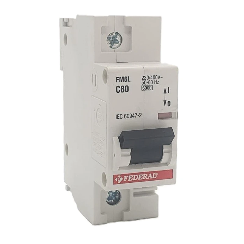 Federal sigorta, 1x80A, 6kA, C sigorta, Fm6L, otomatik sigorta, Federal elektrik, devre kesici, monofaze sigorta, 80 amper, elek