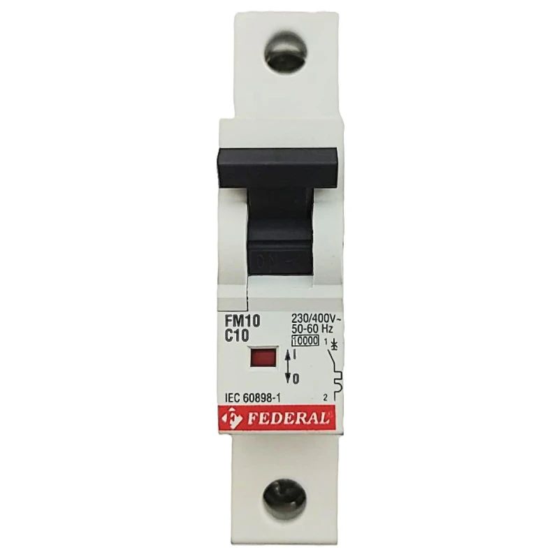 Federal FM10, 1x10A sigorta, 10A sigorta, 10kA sigorta, C tipi sigorta, minyatür devre kesici, otomatik sigorta, tek kutuplu sig
