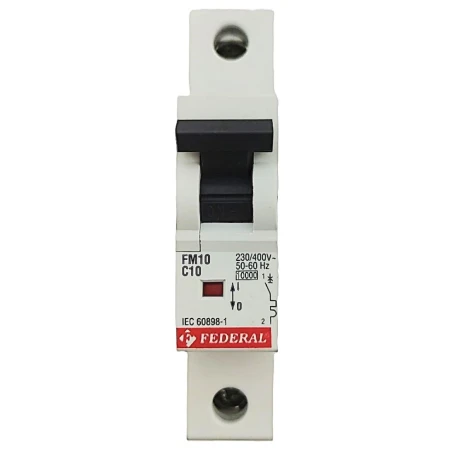 Federal FM10, 1x10A sigorta, 10A sigorta, 10kA sigorta, C tipi sigorta, minyatür devre kesici, otomatik sigorta, tek kutuplu sig