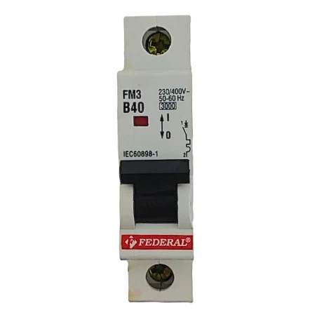 Federal, FM3, otomatik sigorta, 1x40A, 1 kutup, 3kA, B tipi, B eğrisi, kısa devre koruması, aşırı yük koruması, konut, ticari, p