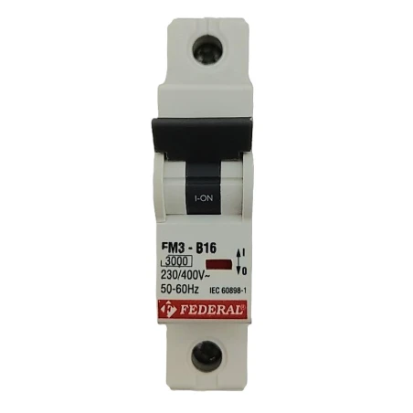 Federal FM3, 1x16A sigorta, tek kutuplu sigorta, 3kA sigorta, B tipi sigorta, minyatür devre kesici, otomatik sigorta, elektrik 