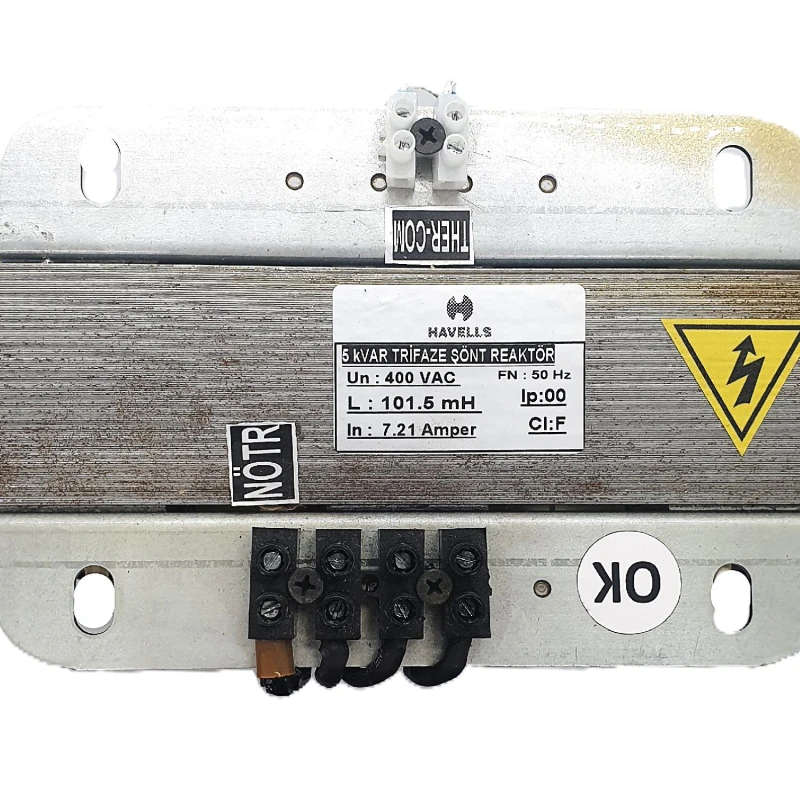 Havells şönt reaktör, 5Kvar reaktör, 400V reaktör, güç faktörü düzeltme, endüktif yük dengeleme, kompanzasyon, elektrik panosu, 