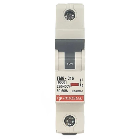 Federal sigorta, 1x16A, 6kA, C sigorta, Fm6, Fm6E, otomatik sigorta, Federal elektrik, devre kesici, monofaze sigorta, 16 amper,