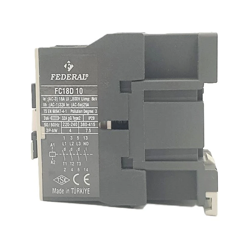7,5kW 18A Kontaktör 3P 1NA FC-18D10 Federal